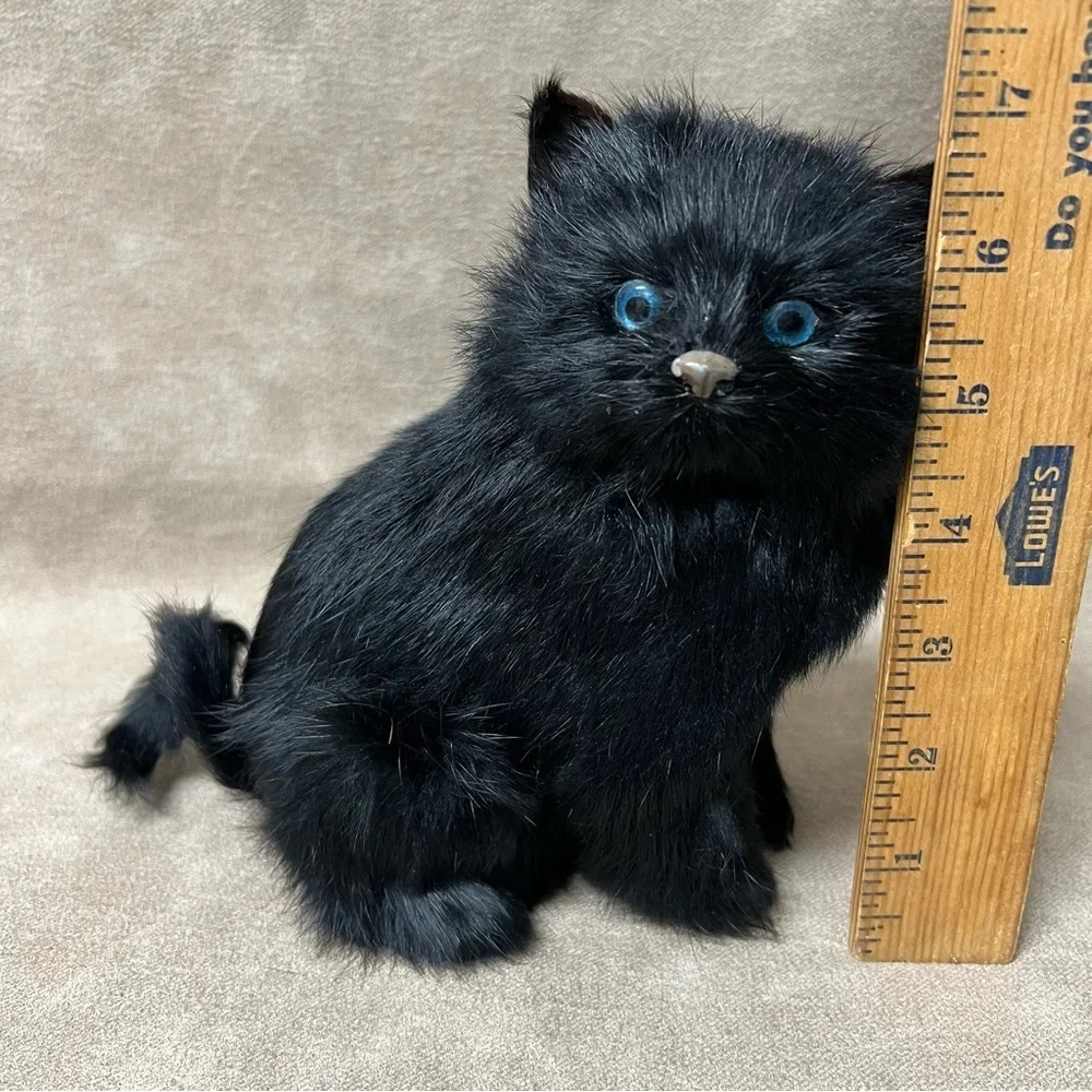 Realistic simulation black cat toy polyethylene & furs prop cat doll